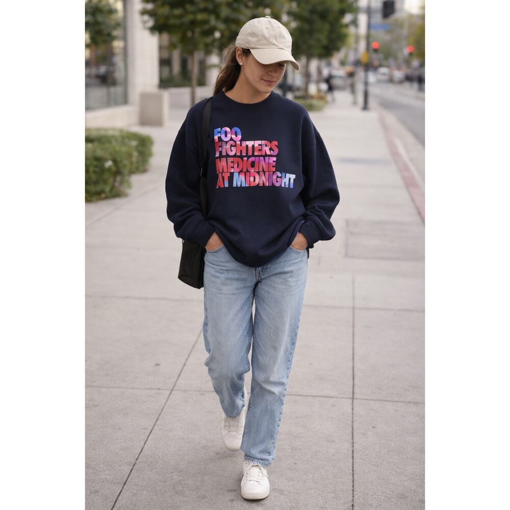 Foo Fighters Medicine at Midnight Sweatshirt Navy Graphic Pullover Size XL